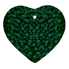 Leaf Forest And Blue Flowers In Peace Ornament (heart) by pepitasart