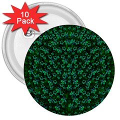 Leaf Forest And Blue Flowers In Peace 3  Buttons (10 Pack) 