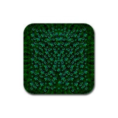 Leaf Forest And Blue Flowers In Peace Rubber Square Coaster (4 Pack)  by pepitasart