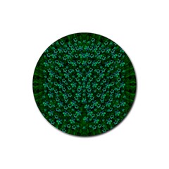 Leaf Forest And Blue Flowers In Peace Rubber Coaster (round)  by pepitasart