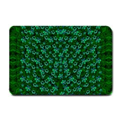 Leaf Forest And Blue Flowers In Peace Small Doormat  by pepitasart