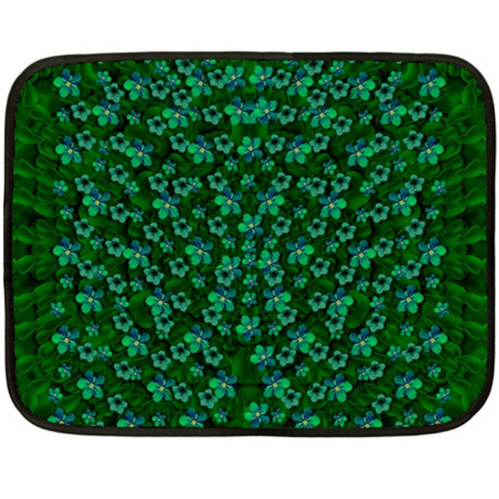 Leaf Forest And Blue Flowers In Peace Double Sided Fleece Blanket (Mini) 