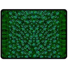 Leaf Forest And Blue Flowers In Peace Fleece Blanket (large) 