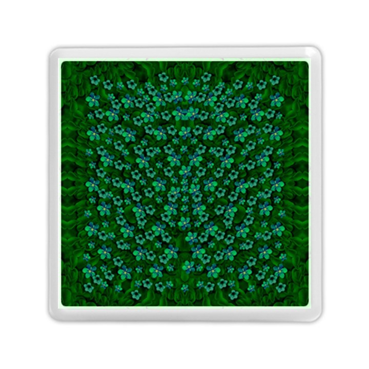 Leaf Forest And Blue Flowers In Peace Memory Card Reader (Square)