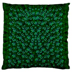 Leaf Forest And Blue Flowers In Peace Large Flano Cushion Case (two Sides) by pepitasart