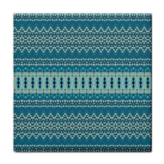 Boho Blue Teal Striped Tile Coaster by SpinnyChairDesigns