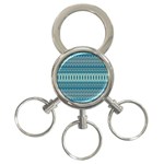 Boho Blue Teal Striped 3-Ring Key Chain Front