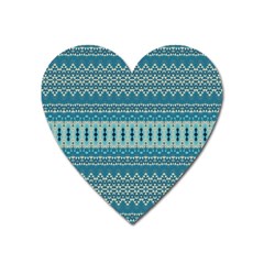 Boho Blue Teal Striped Heart Magnet by SpinnyChairDesigns