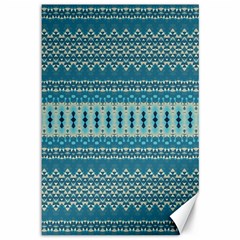 Boho Blue Teal Striped Canvas 12  X 18  by SpinnyChairDesigns