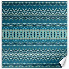 Boho Blue Teal Striped Canvas 16  X 16  by SpinnyChairDesigns