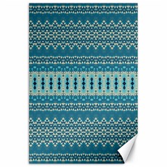 Boho Blue Teal Striped Canvas 20  X 30  by SpinnyChairDesigns