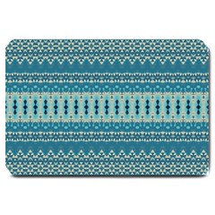 Boho Blue Teal Striped Large Doormat  by SpinnyChairDesigns