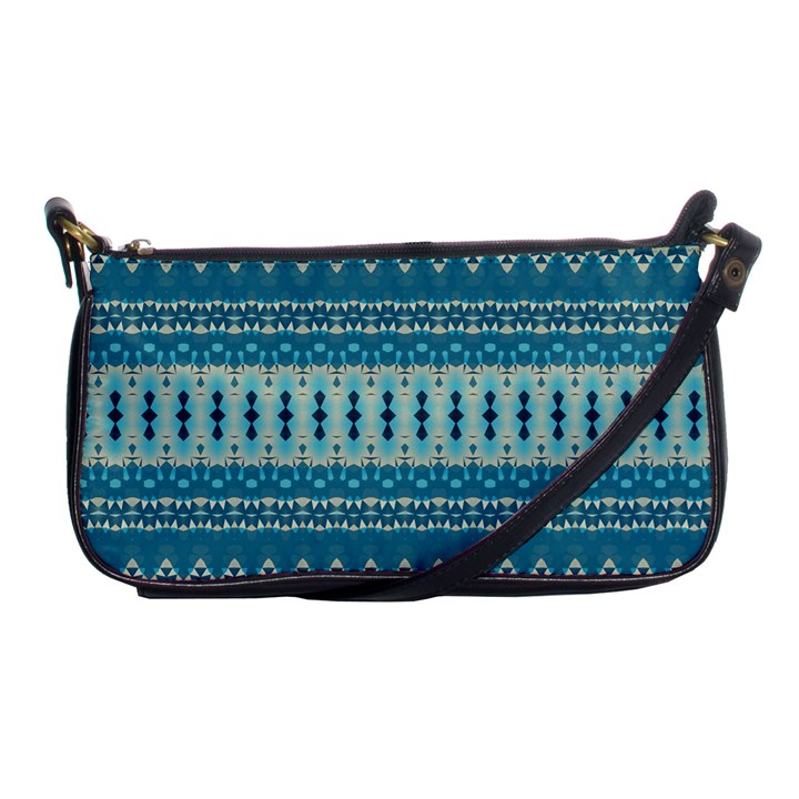 Boho Blue Teal Striped Shoulder Clutch Bag