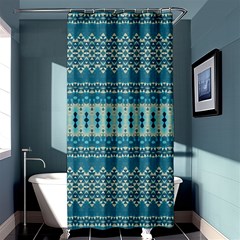 Boho Blue Teal Striped Shower Curtain 36  X 72  (stall)  by SpinnyChairDesigns