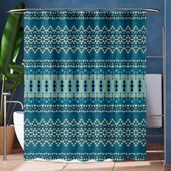 Boho Blue Teal Striped Shower Curtain 60  X 72  (medium)  by SpinnyChairDesigns