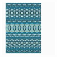 Boho Blue Teal Striped Large Garden Flag (two Sides) by SpinnyChairDesigns