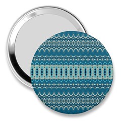 Boho Blue Teal Striped 3  Handbag Mirrors by SpinnyChairDesigns