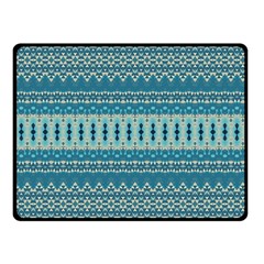 Boho Blue Teal Striped Double Sided Fleece Blanket (small)  by SpinnyChairDesigns