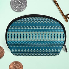 Boho Blue Teal Striped Accessory Pouch (large) by SpinnyChairDesigns