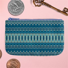 Boho Blue Teal Striped Large Coin Purse by SpinnyChairDesigns