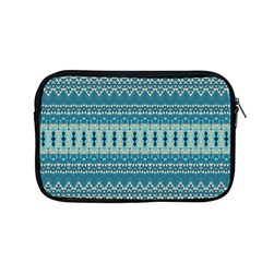 Boho Blue Teal Striped Apple Macbook Pro 13  Zipper Case by SpinnyChairDesigns