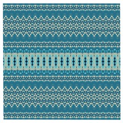 Boho Blue Teal Striped Wooden Puzzle Square by SpinnyChairDesigns