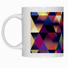 Colorful Geometric  White Mugs by SpinnyChairDesigns