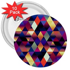 Colorful Geometric  3  Buttons (10 Pack)  by SpinnyChairDesigns