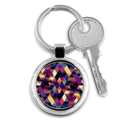 Colorful Geometric  Key Chain (round) by SpinnyChairDesigns