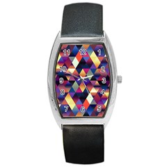 Colorful Geometric  Barrel Style Metal Watch by SpinnyChairDesigns