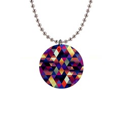 Colorful Geometric  1  Button Necklace by SpinnyChairDesigns