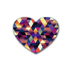 Colorful Geometric  Rubber Coaster (heart)  by SpinnyChairDesigns