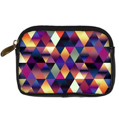 Colorful Geometric  Digital Camera Leather Case by SpinnyChairDesigns