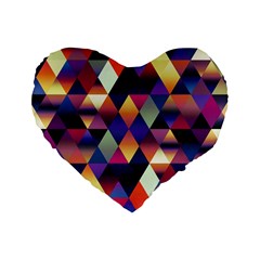 Colorful Geometric  Standard 16  Premium Heart Shape Cushions by SpinnyChairDesigns