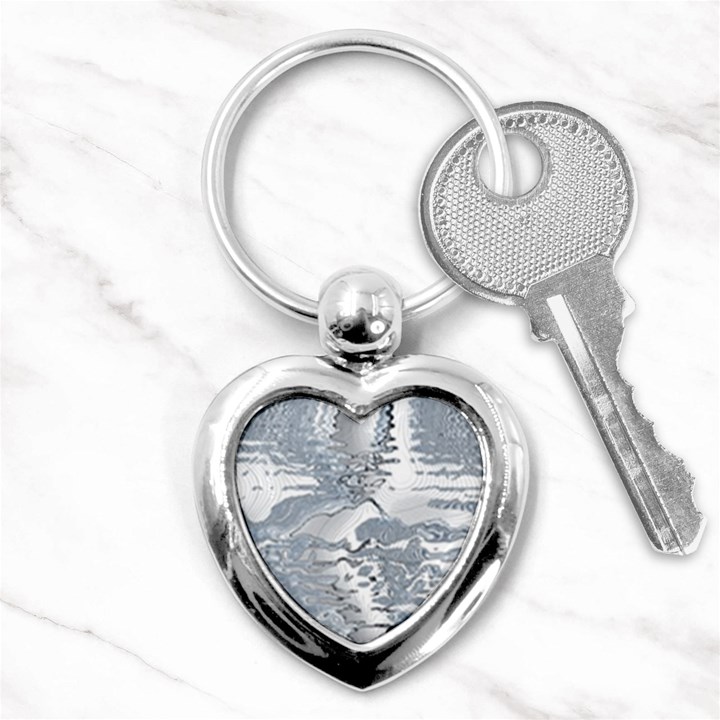 Faded Blue Grunge Key Chain (Heart)