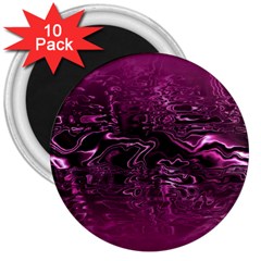 Magenta Black Swirl 3  Magnets (10 Pack)  by SpinnyChairDesigns