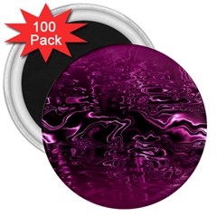 Magenta Black Swirl 3  Magnets (100 Pack) by SpinnyChairDesigns