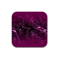 Magenta Black Swirl Rubber Square Coaster (4 Pack)  by SpinnyChairDesigns