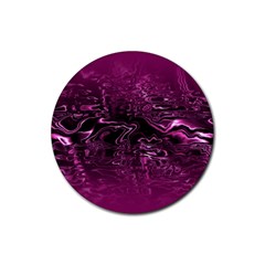 Magenta Black Swirl Rubber Coaster (round)  by SpinnyChairDesigns