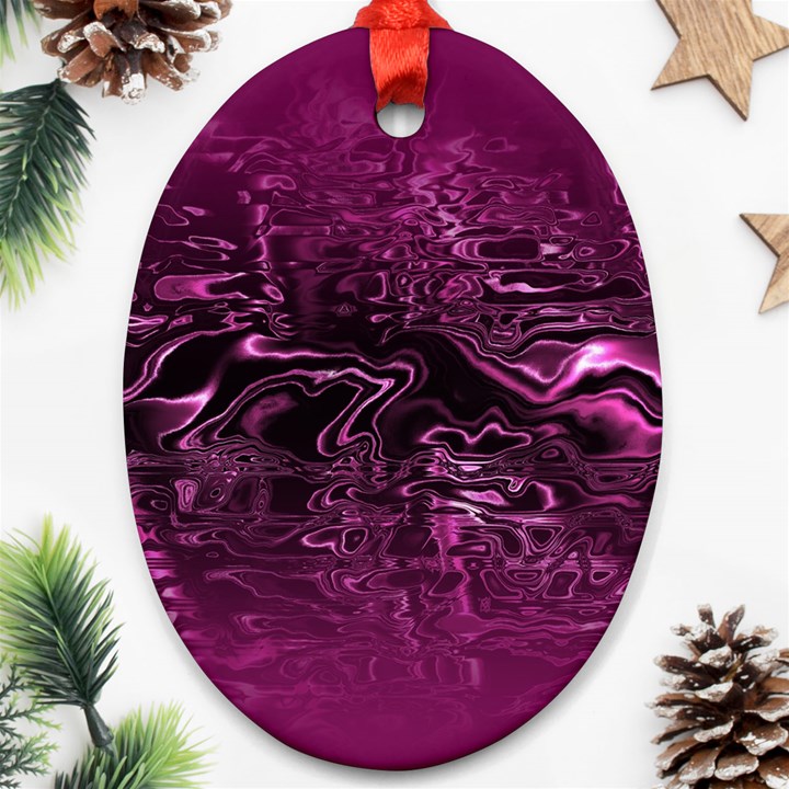 Magenta Black Swirl Oval Ornament (Two Sides)