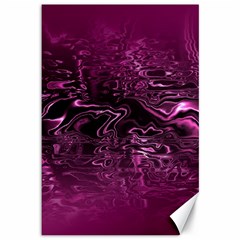 Magenta Black Swirl Canvas 12  X 18  by SpinnyChairDesigns