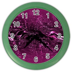 Magenta Black Swirl Color Wall Clock by SpinnyChairDesigns