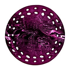 Magenta Black Swirl Ornament (round Filigree) by SpinnyChairDesigns