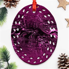 Magenta Black Swirl Ornament (oval Filigree) by SpinnyChairDesigns