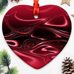 Crimson Red Black Swirl Ornament (heart) by SpinnyChairDesigns