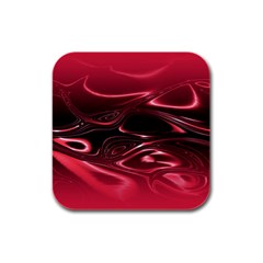 Crimson Red Black Swirl Rubber Square Coaster (4 Pack)  by SpinnyChairDesigns