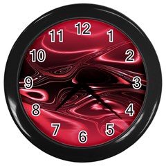 Crimson Red Black Swirl Wall Clock (black) by SpinnyChairDesigns