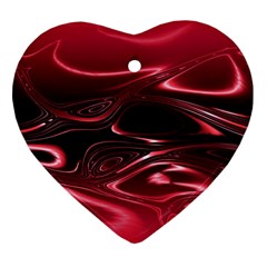 Crimson Red Black Swirl Heart Ornament (two Sides) by SpinnyChairDesigns