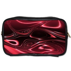 Crimson Red Black Swirl Toiletries Bag (one Side) by SpinnyChairDesigns