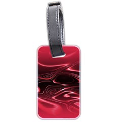 Crimson Red Black Swirl Luggage Tag (two Sides) by SpinnyChairDesigns